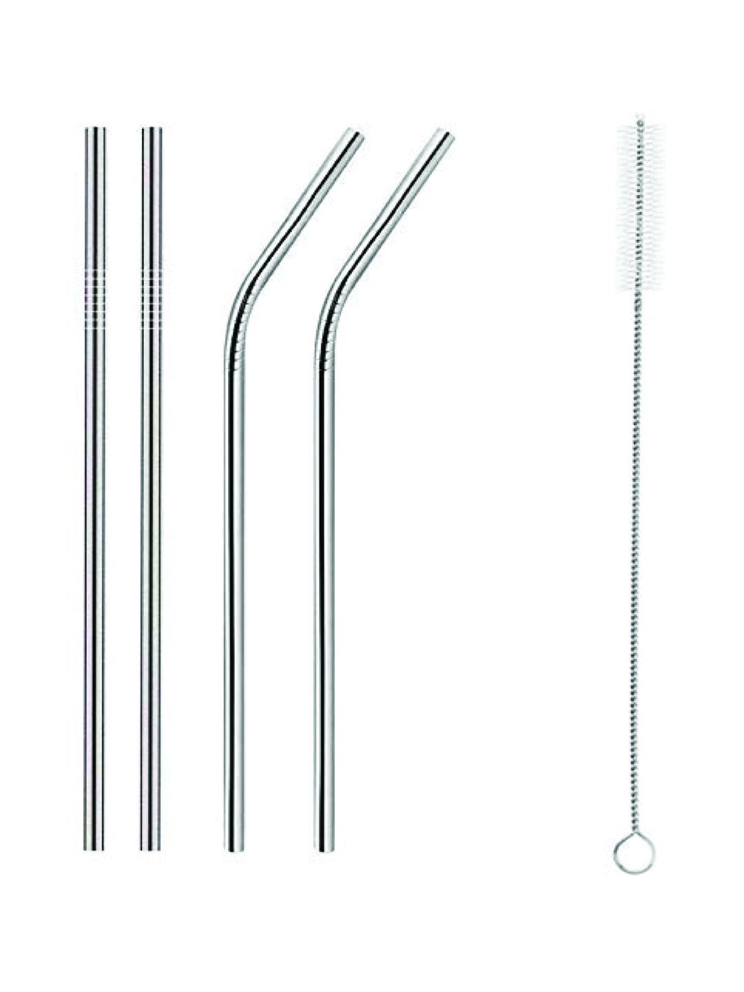 Stainless Steel Drinking Straws with Cleaning Brush - Pack of 5