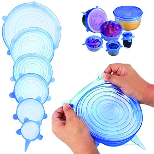 Silicone Stretch Lids - Pack of 6 (Blue)