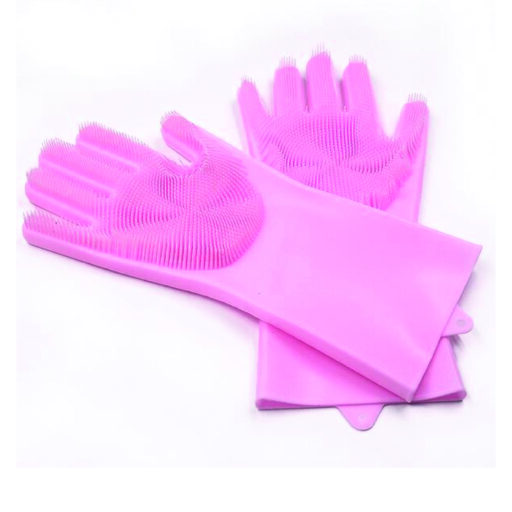 Silicone Magic Reusable Cleaning Gloves with Wash Scrubber