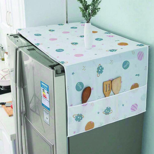 Refrigerator Dust Cover with Side Storage Pockets