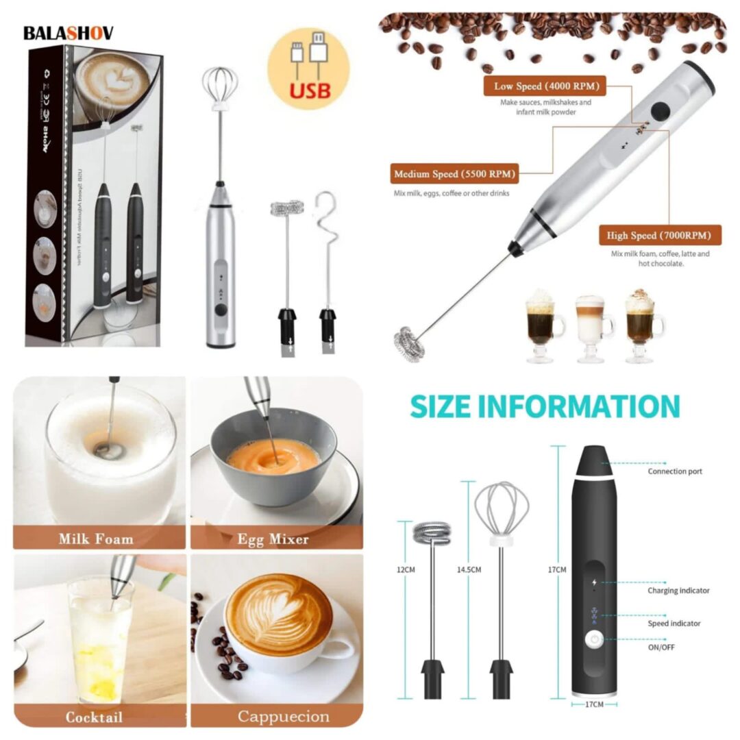 Electric Coffee Mixer – Rechargeable Milk Frother & Egg Beater - Image 4