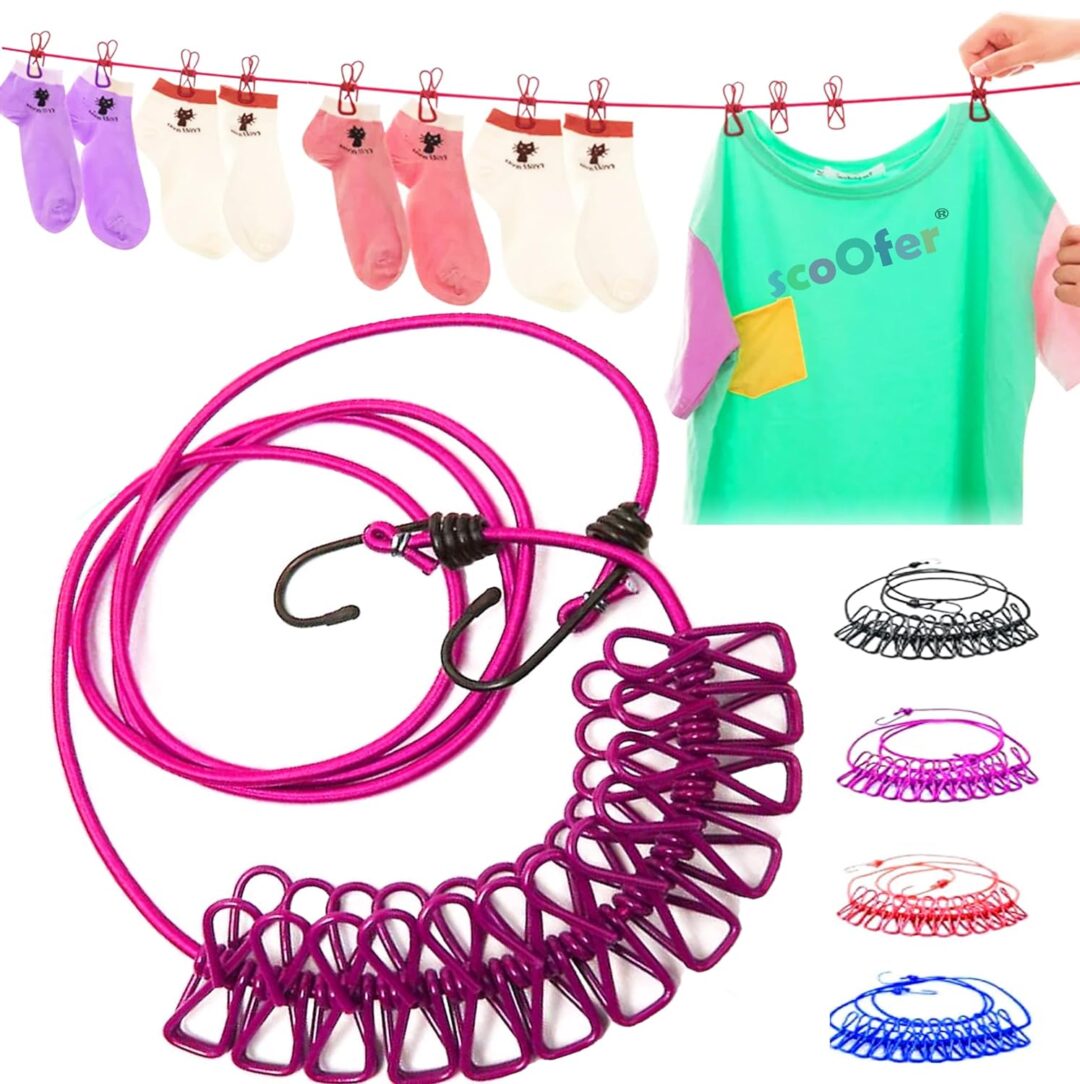 Portable Clothesline with 12 Clips - Image 4