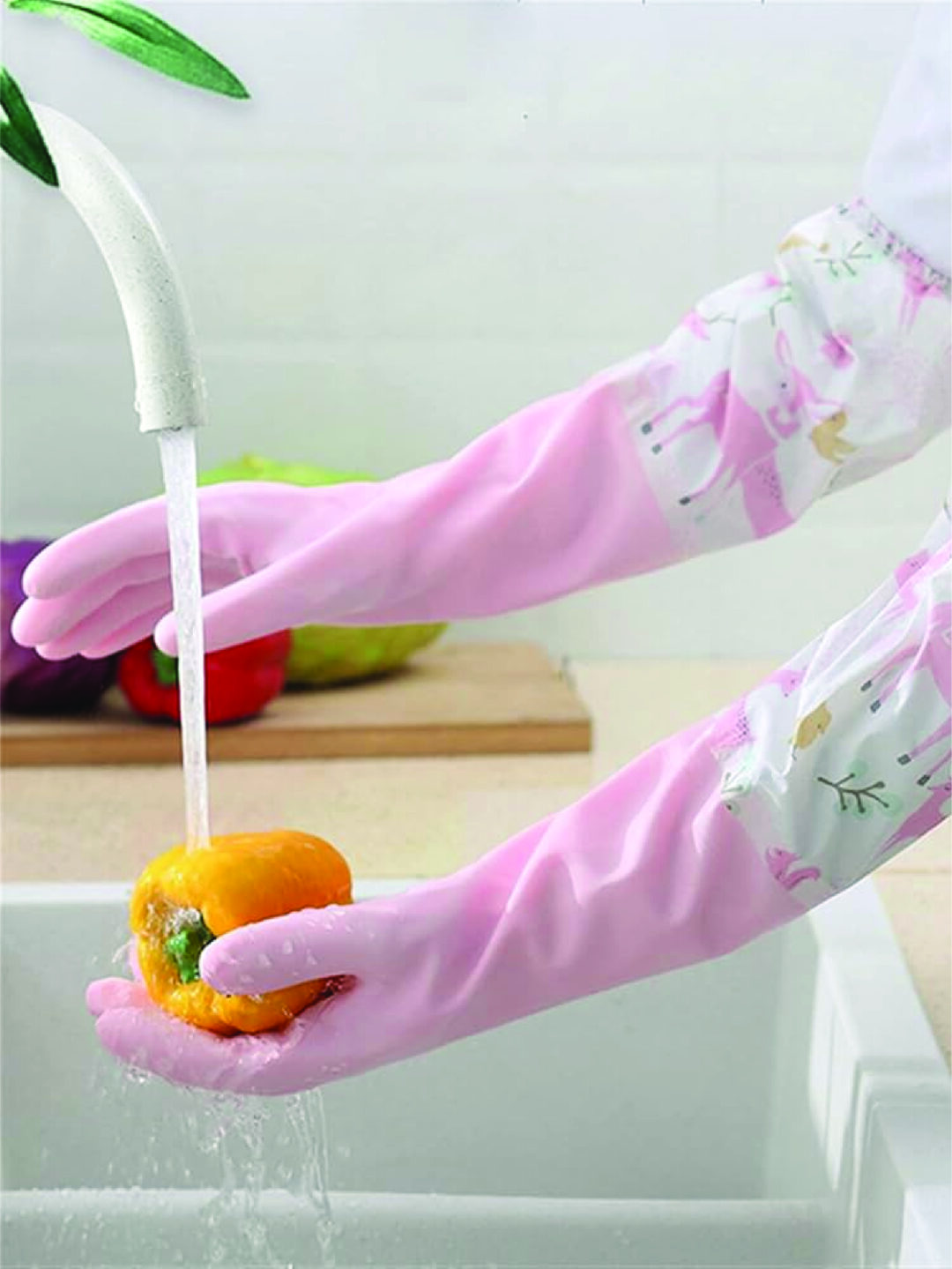 Dishwashing Gloves - Reusable Latex-Free Waterproof Household Gloves