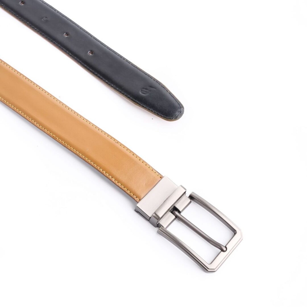 Chromium Double-Sided Reversible Men's Leather Belt – Black and Tan Brown - Image 4